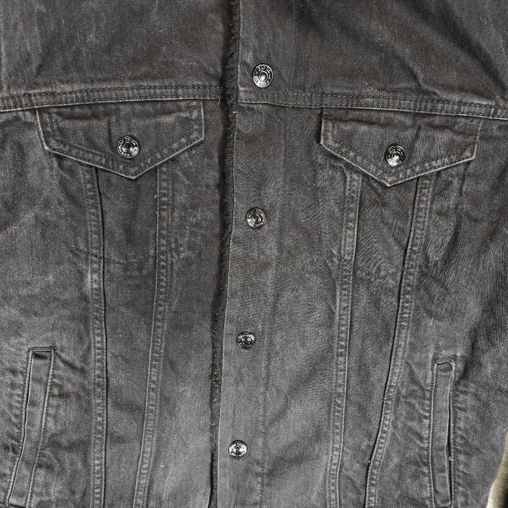 GAP Black Denim Jacket Sherpa Fleece Lined Size Large - Picture 4 of 7